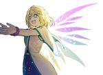  :d aqua_eyes blonde_hair erubo male_focus mithos_yggdrasill open_mouth outstretched_arms simple_background smile solo tales_of_(series) tales_of_symphonia white_background wings 