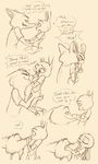  absurd_res anthro canine carrying clothed clothing dialogue disney duo english_text female fox hi_res judy_hopps kissing lagomorph male male/female mammal monochrome nick_wilde rabbit simple_background sprinkah text white_background zootopia 