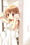  absurdres aoki_ume binetsu_kuukan brown_hair highres long_hair nakanose_amane naked_towel solo towel 