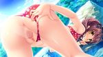  1girl anus bent_over bikini blush censored moonstone mosaic_censoring natsu_no_iro_no_nostalgia outside ribbon rocks sex solo_focus swimsuit twintails wavy_mouth yamakaze_ran yellow_eyes 