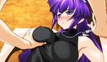  blush breasts breasts_grab haruko_maniax koubuin_yuuhi large_breasts muvluv purple_eyes purple_hair 