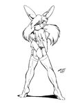  1999 anthro breasts brian_o&#039;connell butt clothing female garter hair lagomorph legwear long_hair mammal nipples rabbit solo stockings 