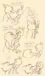  ! absurd_res anthro canine carrying clothed clothing dialogue disney duo english_text female fox hi_res judy_hopps lagomorph male mammal monochrome nick_wilde rabbit simple_background sprinkah text white_background zootopia 