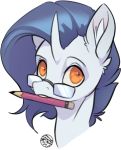  digital_media_(artwork) equine eyewear feardakez glasses horn kez looking_at_viewer mammal my_little_pony nom pencil_(object) solo unicorn 