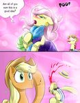  2016 applejack_(mlp) blonde_hair blood blue_eyes blush bracelet clothed clothing comic cowboy_hat dialogue dress ear_piercing earth_pony english_text equine female feral flam_(mlp) flim_(mlp) fluttershy_(mlp) freckles friendship_is_magic fur green_eyes group hair hat horn horse jewelry looking_at_viewer male mammal my_little_pony nosebleed orange_fur phuocthiencreation piercing pink_hair pony text unicorn yellow_fur 
