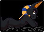  animated anthro anubian_jackal anubis anubis_and_the_buried_bone bed butt canine crossed_arms cub cute deity digital_media_(artwork) harmarist headdress jackal loop lying male mammal nude on_front pixel_(artwork) pixel_animation smile solo wagging waiting young 