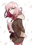  bad_id bad_pixiv_id danganronpa danganronpa_3 flipped_hair hair_ornament himduldago hood hoodie kibougamine_gakuen_school_uniform nanami_chiaki pink_eyes pink_hair school_uniform short_hair smile solo 