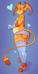  &lt;3 2016 anthro anthrofied blue_background blush butt clothed clothing crossdressing crossover digimon digital_media_(artwork) fan_character girly hybrid legwear lizardbat_(artist) looking_at_viewer looking_back male mammal maxximizer nintendo patamon pok&eacute;mon pok&eacute;morph raichu red_eyes rodent simple_background smile solo standing video_games 