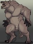  animal_genitalia anthro balls bulky canine male mammal missthunderkin muscular nude scar sheath solo were werewolf yellow_eyes 