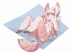  &lt;3 5_toes anthro breasts digitigrade female fur hair inner_ear_fluff lagomorph mammal nude patto pink_nose pink_stripes pussy rabbit simple_background smile solo striped_fur stripes toes white_hair 