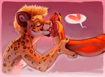 &lt;3 anthro blonde_hair canine cheetah clothed clothing duo eyes_closed feline for fox fur grey_nose hair licking male mammal pawpads simple_background spots spotted_fur tongue tongue_out topless ulitochka 