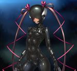  1girl ball_gag blindfold bodysuit breasts claws gag gimp_suit gimpsuit latex lilith-soft mizuki_yukikaze mysterious_rubber_woman sensory_deprivation skin_tight small_breasts tagme taimanin_asagi taimanin_asagi_battle_arena taimanin_yukikaze taimanin_yukikaze_2 weapon 