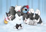  anthro armor black_hair black_nose clothing dogamy dogaressa doggo feline female fish fur greater_dog group hair hybrid lesser_dog male mammal marine monster snow temmie_(undertale) undertale undyne video_games white_fur 薏仁／ハトムギ 