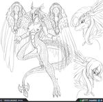  2016 anthro breasts dragon feathered_wings feathers female hair horn humanoid konami long_hair nipples nude open_mouth pussy royalty saffira_queen_of_dragons scalie simple_background solo urielmanx7 wings yu-gi-oh 