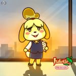  2019 animal_crossing canid canine canis clothing digital_media_(artwork) domestic_dog female fur hi_res isabelle_(animal_crossing) looking_at_viewer malky-way_(artist) mammal nintendo open_mouth shih_tzu smile solo video_games yellow_fur 