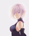  armor bare_shoulders breasts fate/grand_order fate_(series) hair_over_one_eye looking_at_viewer mash_kyrielight medium_breasts porigon purple_eyes purple_hair short_hair simple_background solo white_background 