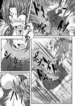  black_and_white blush breasts clothing female fight ggsachira hair hat hong_meiling human japanese_text mammal monochrome nipples solo_focus speech_bubble strangulation tears tentacles text torn_clothing touhou translation_request 