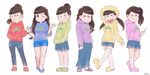  ;3 bad_id bad_pixiv_id brown_eyes brown_hair genderswap genderswap_(mtf) grin hair_bun heart heart_in_mouth hood hoodie kneehighs low_twintails matsuno_choromatsu matsuno_ichimatsu matsuno_juushimatsu matsuno_karamatsu matsuno_osomatsu matsuno_todomatsu mery_(apfl0515) money_gesture multiple_girls one_eye_closed open_mouth osomatsu-kun osomatsu-san ponytail sandals sextuplets shorts siblings side_ponytail sisters skirt smile thighhighs twintails white_legwear 