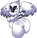  2016 amelia_abernachy anthro avian beak big_butt bird black_feathers black_sclera breasts butt eyewear feathered_wings feathers female glasses navel owl robbonp slightly_chubby tail_feathers thick_thighs wide_hips wings 