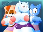  anthro big_breasts blue_fur breasts brown_eyes caprine cartoon_network cat clothed clothing crossover feline female fur goat huge_breasts lagomorph mammal mature_female mother nicole_watterson nipples parent rabbit red_eyes reo-slickehedge skirt sonic_(series) the_amazing_world_of_gumball toriel undertale vanilla_the_rabbit video_games white_fur yellow_eyes 