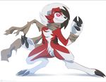  anthro anthrofied claws clothing fur glowing glowing_eyes lycanroc mammal midnight_lycanroc nintendo paws pok&eacute;mon red_eyes scapponess video_games 