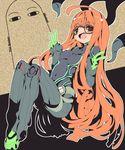  bodysuit dangomushi egyptian_mythology full_body glasses highres long_hair medjed mythology orange_hair persona persona_5 sakura_futaba solo tentacles 