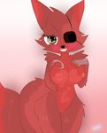  2016 4_fingers abs animatronic anthro big_breasts black_nose blinking blush breasts canine digital_drawing_(artwork) digital_media_(artwork) e-01_(artist) eye_patch eyewear female five_nights_at_freddy&#039;s five_nights_at_freddy&#039;s_2 fox foxy_(fnaf) fur hair hook hook_hand looking_at_viewer machine mammal nipples nude one_eye_closed pink_bakcground pirate pussy red_fur red_nipples red_pussy robot simple_background smile solo teeth video_games wink yellow_eyes 