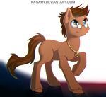  brown_eyes brown_fur brown_hair brown_hooves equine eyewear fan_character feral fur glasses hair jewelry ka-samy male mammal my_little_pony necklace nude simple_background smile solo standing white_background 