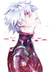  highres kurumiya_hato male_focus nagisa_kaworu neon_genesis_evangelion plugsuit red_eyes solo white_hair 