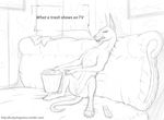  anus canine dialogue doberman dog english_text engrish female feral food lucky_dragoness mammal popcorn pussy sitting sketch text 