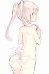  animal_print ass back-print_panties blush breasts bunny_panties bunny_print bunny_tail female_my_unit_(fire_emblem:_kakusei) fire_emblem fire_emblem:_kakusei long_hair medium_breasts my_unit_(fire_emblem:_kakusei) panties print_panties sideboob silver_hair solo sweat tail teu_(navy) topless twintails underwear underwear_only white_background white_panties 