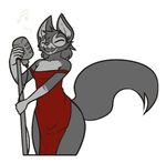  alpha_channel canine clothing dress eyes_closed female feretta fox fur grey_fur mammal microphone silver_fox singing tale_of_tails vix_(feretta) 