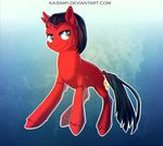  black_hair cutie_mark equine fan_character feral fur hair horn ka-samy male mammal my_little_pony nude red_eyes red_fur red_hooves smile solo unicorn 
