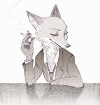  2016 anthro canine disney fox male mammal monmokamoko nick_wilde smoking zootopia 