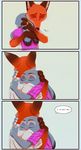  2016 anthro black_nose canine clothed clothing comic disney duo english_text female fox fur green_eyes hi_res judy_hopps lagomorph male mammal mistermead nick_wilde pink_nose police rabbit red_fur simple_background tan_fur text uniform yellow_eyes zootopia 