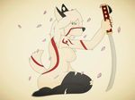  anthro canine clothing dog female hair husky legwear mammal melee_weapon nude patterns stockings sword unknown_artist weapon wolf 