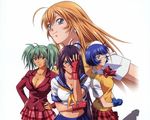  4girls eyepatch fingerless_gloves gloves ikkitousen ikkitousen_eloquent_fist kan'u_unchou kanu_unchou multiple_girls ryofu_housen ryomou_shimei school_uniform serafuku sonsaku_hakufu white 