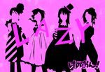  akiyama_mio hirasawa_yui k-on! kotobuki_tsumugi mon polychromatic purple silhouette tainaka_ritsu 