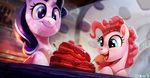  2016 cake duo equine female food friendship_is_magic fruit horn horse imalou mammal my_little_pony pinkie_pie_(mlp) pony sparkles starlight_glimmer_(mlp) strawberry unicorn 