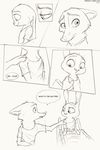  ambiguous_gender anthro baby black_and_white canine clothed clothing comic dialogue disney english_text female fox fur group hi_res judy_hopps lagomorph male mammal monochrome nick_wilde rabbit smile sprinkah text young zootopia 
