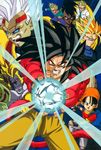  1girl 90s baby_(dragon_ball_gt) black_hair dragon_ball dragon_ball_gt energy fangs looking_at_viewer male_focus multiple_boys muscle ozaru pan_(dragon_ball) scan serious short_hair son_gohan son_gokuu son_goten super_saiyan super_saiyan_4 trunks_(dragon_ball) uub 