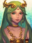  artist_name bellhenge green_eyes green_hair hair_ornament highres jewelry kid_icarus kid_icarus_uprising long_hair looking_at_viewer md5_mismatch palutena resized smile solo upscaled 