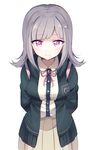  backpack bad_id bad_pixiv_id bag danganronpa flipped_hair hair_ornament highres hood hoodie kobeni nanami_chiaki pink_eyes pleated_skirt short_hair skirt smile solo super_danganronpa_2 