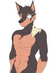  2016 6_packs alpha_channel areola barely_visible_genitalia black_nose blue_eyes brown_fur canine doberman dog erect_nipples eye_patch eyewear frown fur looking_at_viewer male mammal mature_male multicolored_fur muscular muscular_male navel nipples nude pecs pubes repeat_(visual_novel) samuel_(repeat) scar shirokoi simple_background solo transparent_background two_tone_fur 