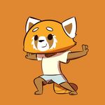  aggressive_retsuko anthro clothing eyelashes female gabbah mammal orange_background red_panda retsuko sanrio simple_background smile solo 