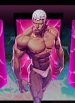  abs chad_walker commentary curly_hair dark_skin dark_skinned_male forehead_jewel lips male_focus male_swimwear manly muscle shirtless sideburns solo street_fighter street_fighter_iii_(series) swimwear thick_thighs thighs thong urien white_hair 