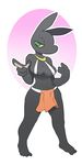  anthro anubian_jackal black_body breasts canine cleavage clothed clothing female green_eyes itsunknownanon jackal jewelry loincloth mammal necklace pointing roo_(avengedog) simple_background skimpy solo standing white_background yellow_sclera 