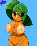  big_breasts blush breasts female flora_fauna huge_breasts humanoid mysticalheroofdarkness navel nipples not_furry plant pussy simple_background solo 