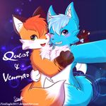  &lt;3 2016 armpits blush canine cute fan_character female fox fur gloves_(marking) green_eyes hair male mammal markings membranous_wings multicolored_fur multicolored_tail open_mouth orange_fur orange_hair orange_tail pawpads paws selfie senz smile wings wolf 