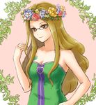  akane_(imochimo) bare_shoulders breasts brown_hair character_request fairy_tail glasses head_wreath long_hair medium_breasts smile solo 